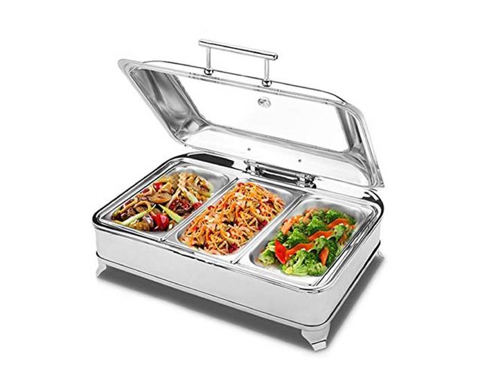 Aprilhp Chafing Dish, Warmhaltebehälter Essen, Buffetwärmer Speisenwärmer Elektrisch, Wärmebehälter für Essen, GN Behälter 1/1, 1/2, 1/3, Essen Warm Halten, 9Lgn 1/3