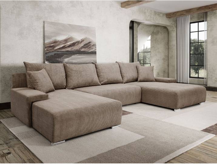 Kaiser Möbel Ecksofa Sofa U form, Couch U form Livorno U stoff Poso, komfortabel, bequem, praktisch