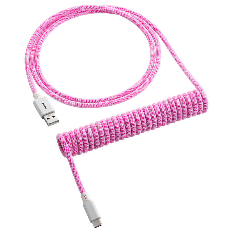 CableMod Classic Coiled Keyboard Cable USB-C zu USB Typ A, Strawberry Cream - 150cm