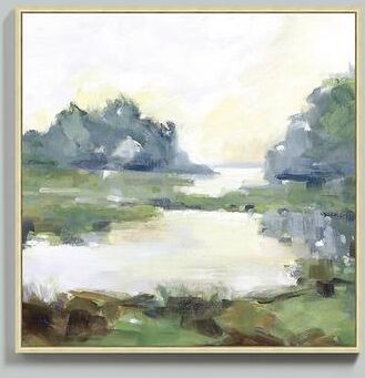"Soft Light Champagne Framed Canvas - 25"" x 25"" - Ballard Designs"