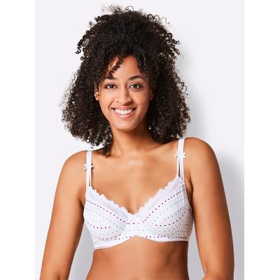 Bügel-BH WÄSCHEPUR, Damen, Gr. 90, Cup E, weiß (weiß, bedruckt), 83% Polyamid, 17% Elasthan, BHs Bügel-BH
