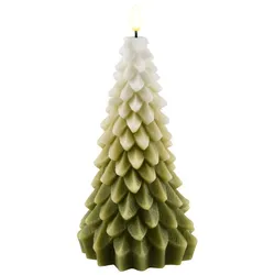 Weihnachtsbaum LED Kerze Weiß/Grün 18cm