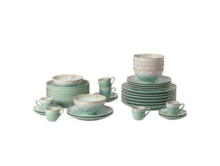 Costa Nova Geschirr-Set Taormina, 30-tlg, mit Espressotasse, Casafina (by Costa Nova) - Aqua (30-tlg), 6 Personen, Keramik, Hohe Brenntemperaturen, porenfrei hygienisch, wärmeschockbeständig