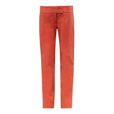 Lederhose RICANO "Lederhose Low Cut", Damen, Gr. XL, Länge 34, rot, Obermaterial: 100% Lammnappaleder LANA., schmal, Hosen, Handgefertigt aus echtem Leder