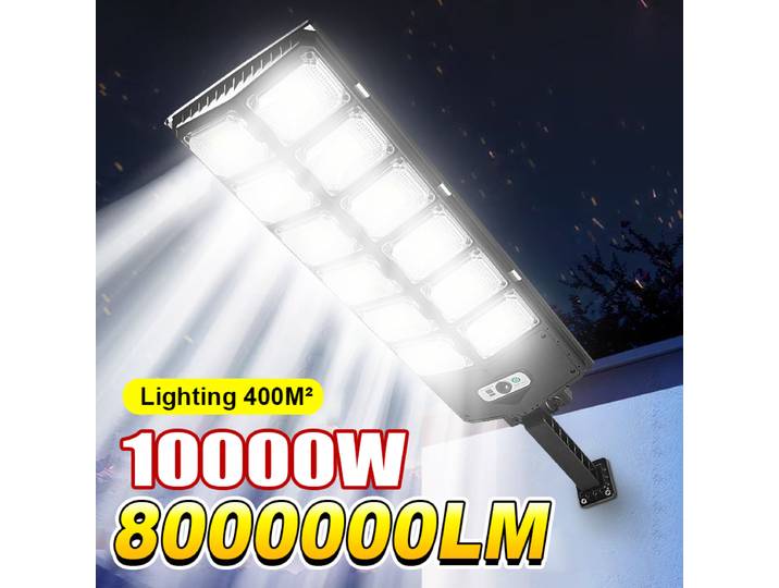 10000W lampe solaire extérieure super lumineuse capteur de mouvement lumière de rue 3 mode télécommande imperméable lampe de jardin 804 LED puissante lumière murale solaire