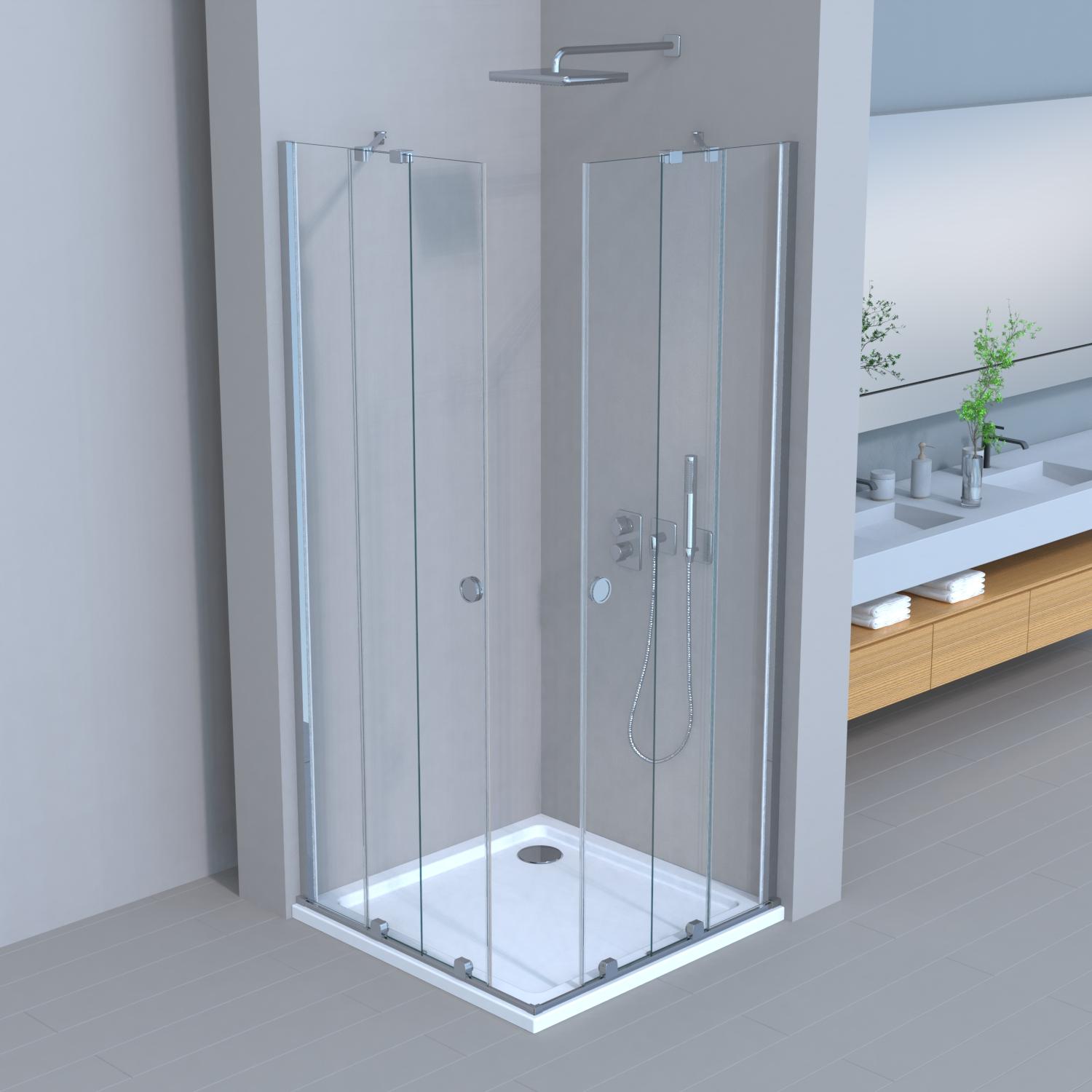 Movable Duschkabine Schiebetuer Nano Glas Eckeinstieg Duschabtrennung 120*120x185cm