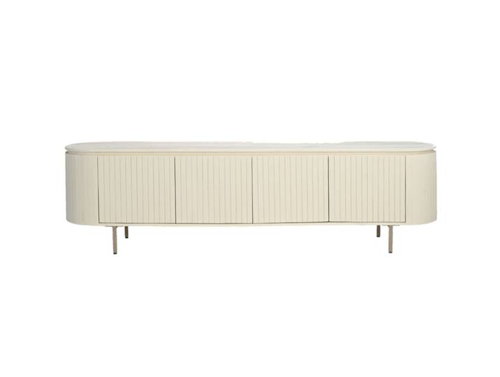 Meuble tv 210 cm en bois massif ivoire