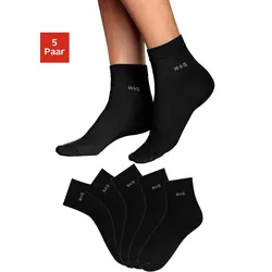 Kurzsocken H.I.S "Damen halbhohe Socken, Knöchelsocken sportliche Freizeitsocken", Damen, Gr. 39-42, schwarz, Baumwolle, Elasthan, Polyamid, uni, elastisch, Socken, mit Bündchen über dem Knöchel