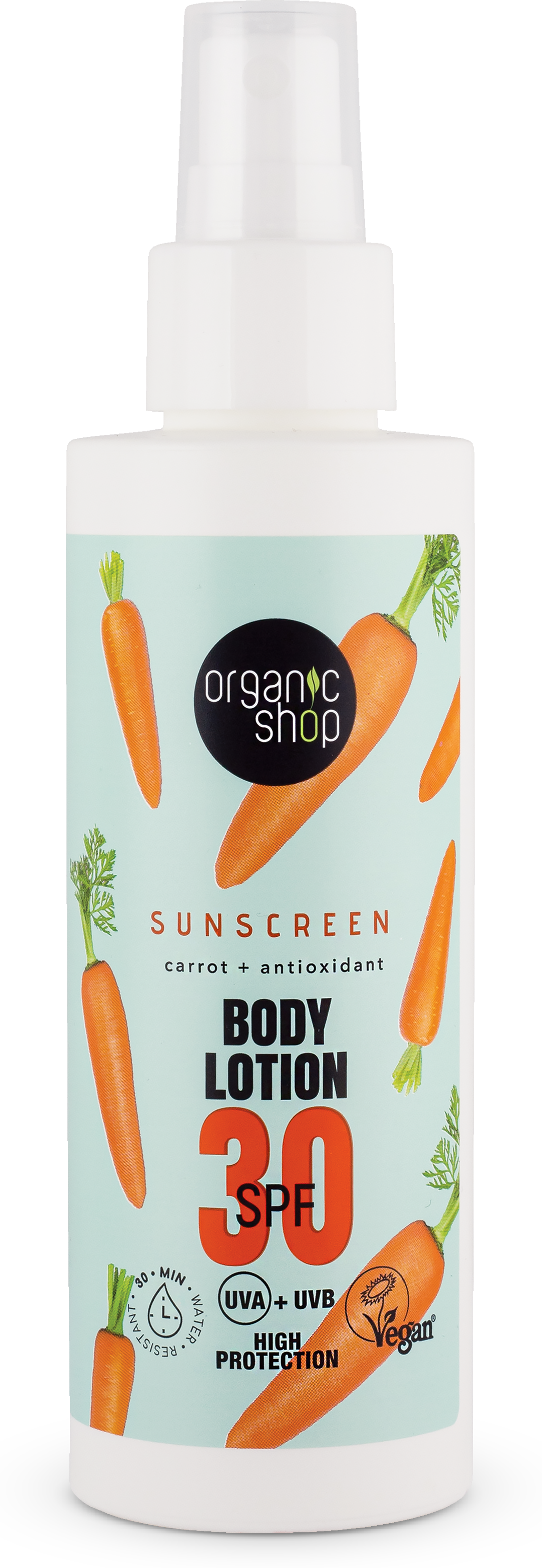 Organic Shop Sunscreen Body Lotion with Carrot SPF 30 150 ml
