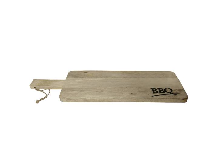 Schneide- und Servierbrett aus Mangoholz, Aufdruck BBQ, 60 x 20 x 2 cm
