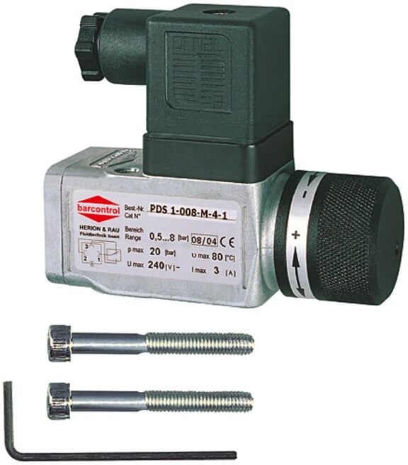 Riegler Pressostat avec connecteur électrique, fiche appareil Forme A, G 1/4, 1-16 bar (DS 5813)