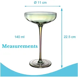 Intirilife Martini Cocktail Gläser mit Regenbogen Schimmer, Cocktailgläser, Transparent