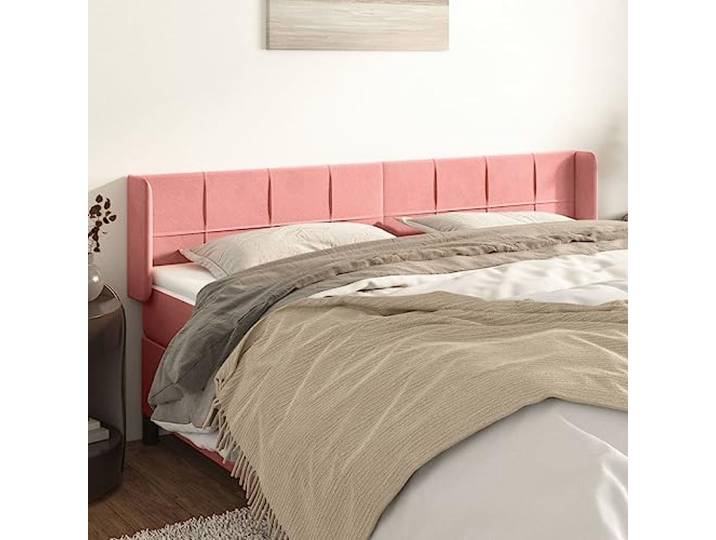 KTHLBRH Kopfteil aus rosafarbenem Samt, klassisches Design, elegantes Design, weich und luxuriös, mit Beinen aus robustem Holz, höhenverstellbar, ideale Rückenunterstützung
