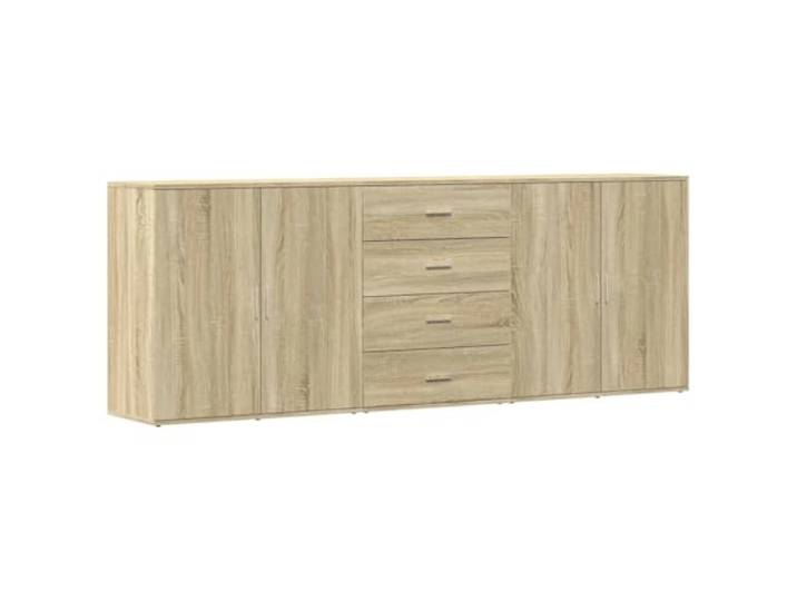 KGHFDVB Sideboards 3 STK. Sonoma-Eiche Holzwerkstoff Stauraum mit Turen, Wohnzimmer Schrank, Feuchtigkeitsbestandig, Pflegeleicht