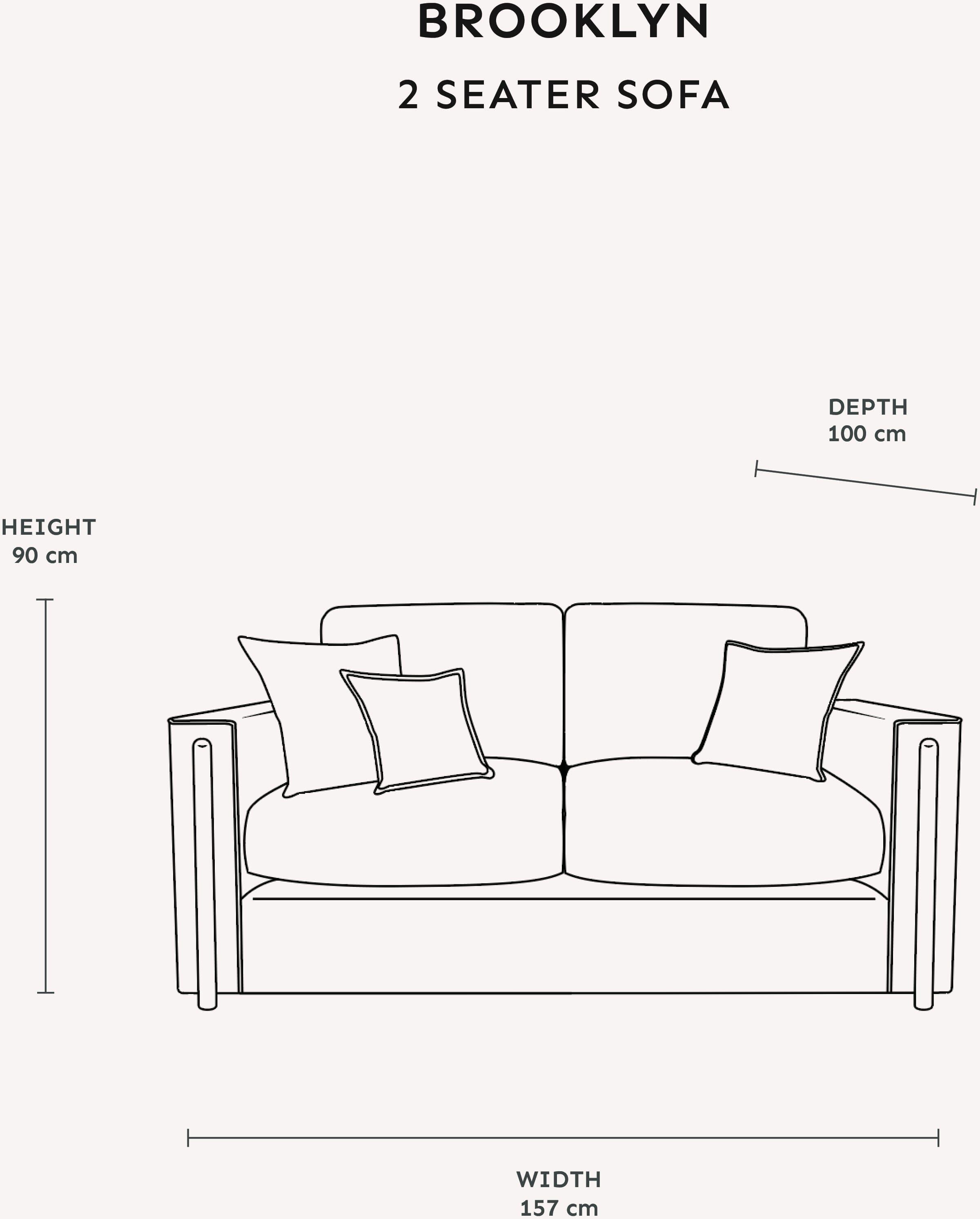 Brooklyn Ivory Textured Chenille Sofa Range with Walnut Leg Detail, 2 Seater