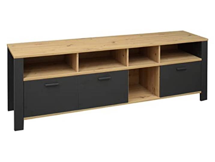 Nicht Zutreffend TV Lowboard - Anthrazit matt - Asteiche Dekor - B 193 cm - 3 Schubladen