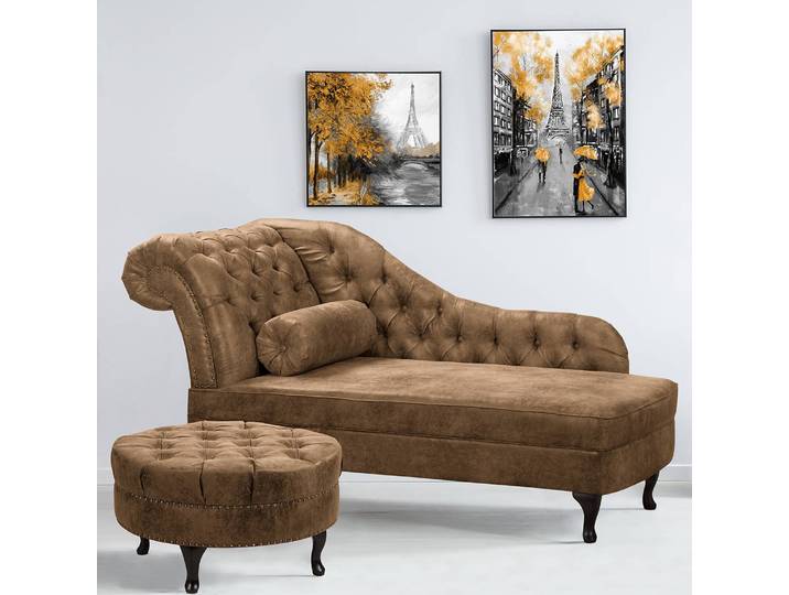 Repose-pieds Dalane 80 x 80 x 45cm Marron Microfibre Rica: Marron