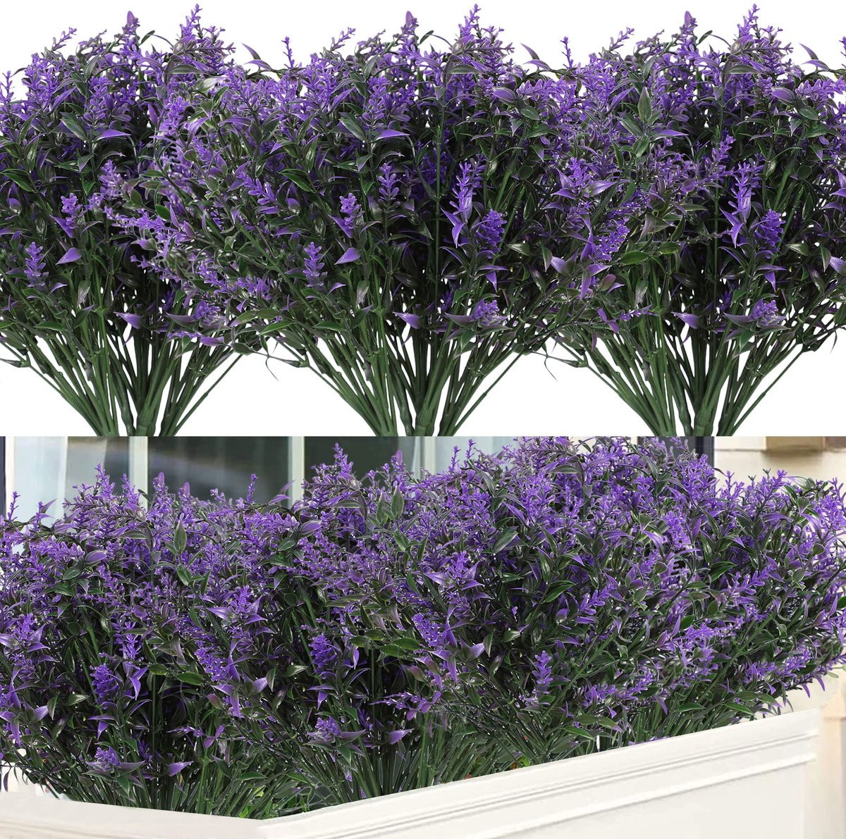 Merkloze Kunstmatige Lavendelbloemen Set van 12 - UV-bestendig - Paars