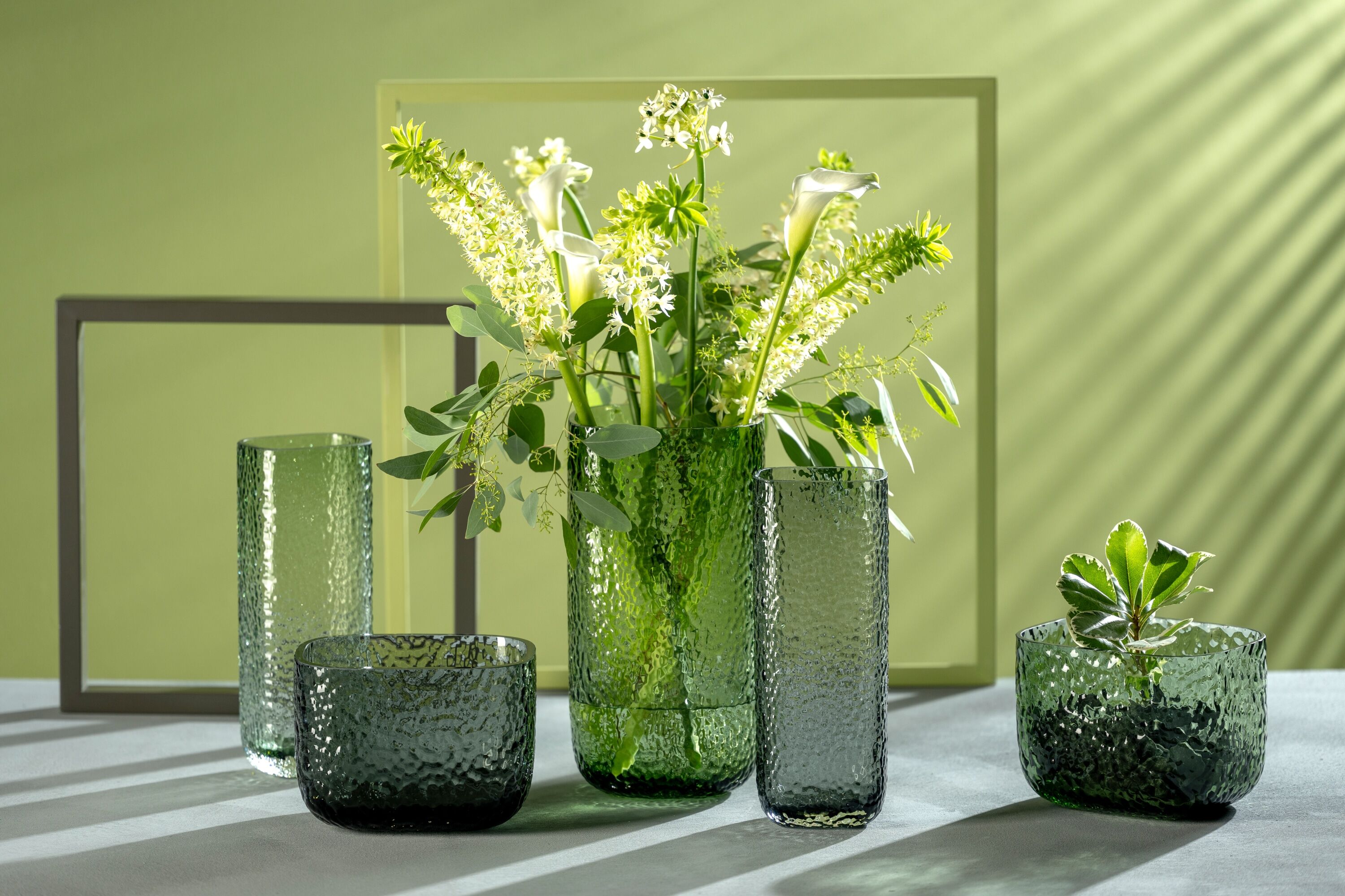 Dekovase LEONARDO "Vase MARTELLO", grau, B:18cm H:13cm T:14,3cm, Glas, Vasen, Dekovase grau B/H/T: 18cm x 13cm x 14,3cm