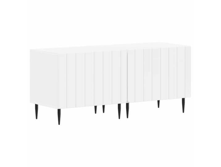 Weißer TV-Schrank aus Holz, schlankes Design, platzsparend Technisches Holz, feuchtigkeitsbeständig, reversible Türen, für den Innenbereich, Montage erforderlich, moderner Stil
