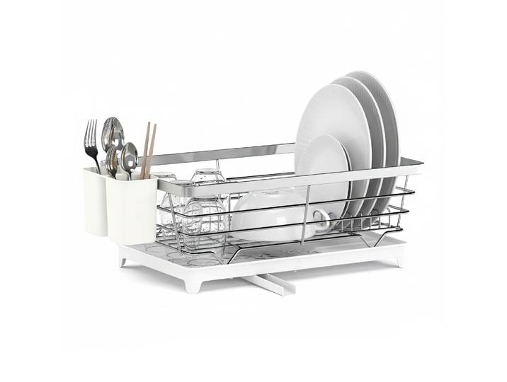 Abtropfgestell Edelstahl mit Auslauf 40 x 26 x 15 cm weiss/silber