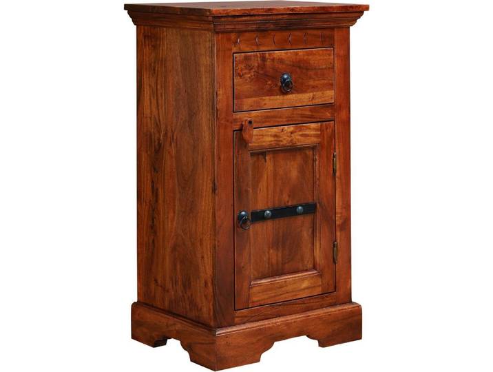 MASSIVMOEBEL24 Petite commode 48x36 Acacia laqué Nougat OXFORD #1001