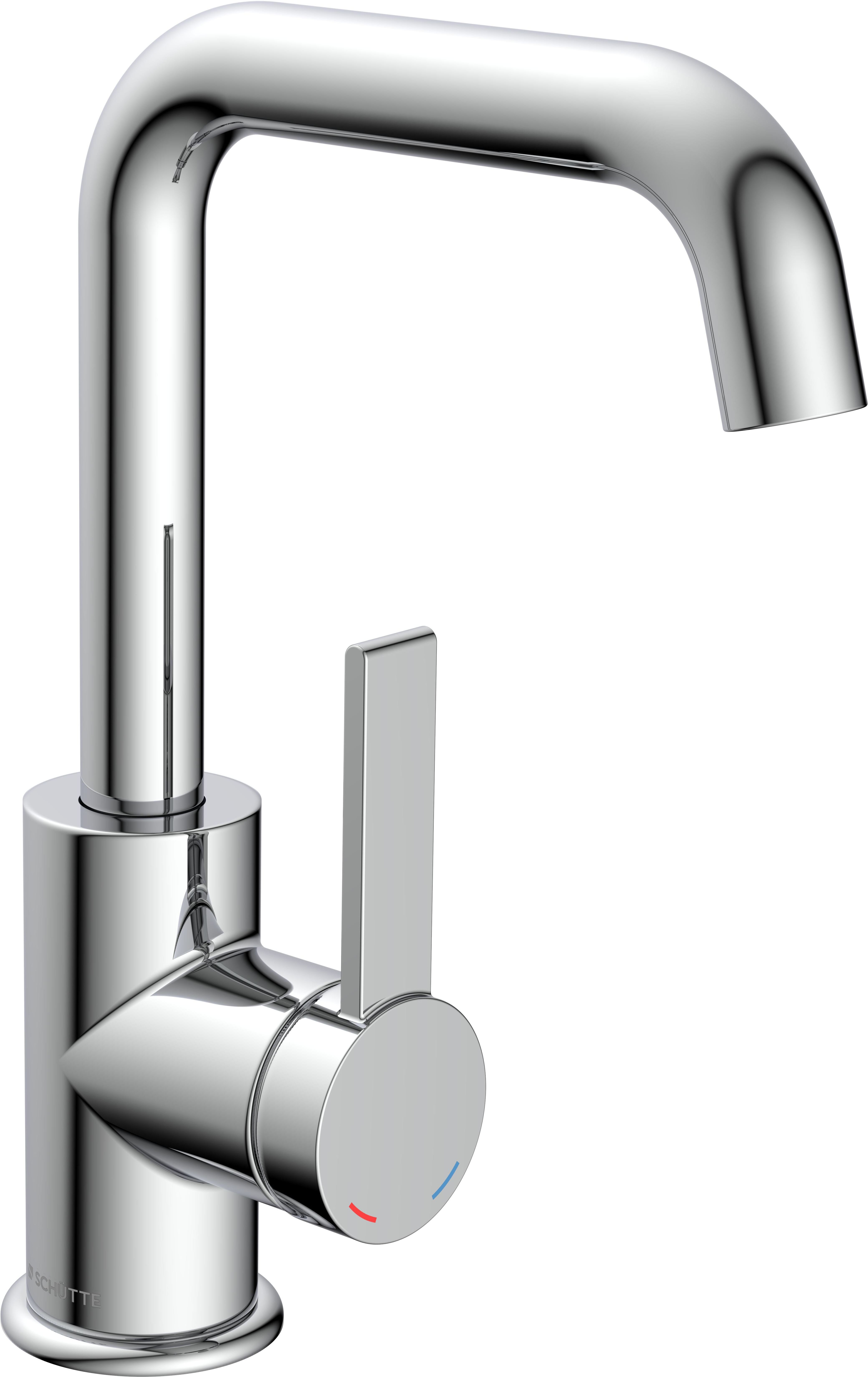 Waschtischarmatur SCHÜTTE "»LOS ANGELES«", silber (chrom), B:5cm H:24,5cm T:17,5cm Ø:5cm, Messing, Armaturen, Waschtischarmatur, Praktische Cold-Start-Funktion zum Energiesparen