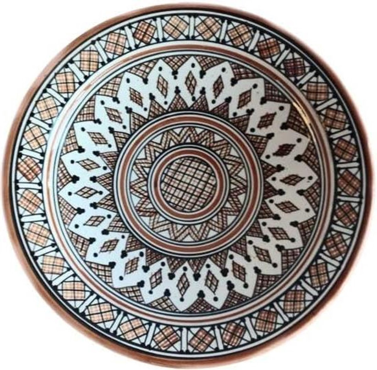 Handbeschilderde Marokkaanse Aardewerk Schaal - Kleurrijk - Ø 35 cm