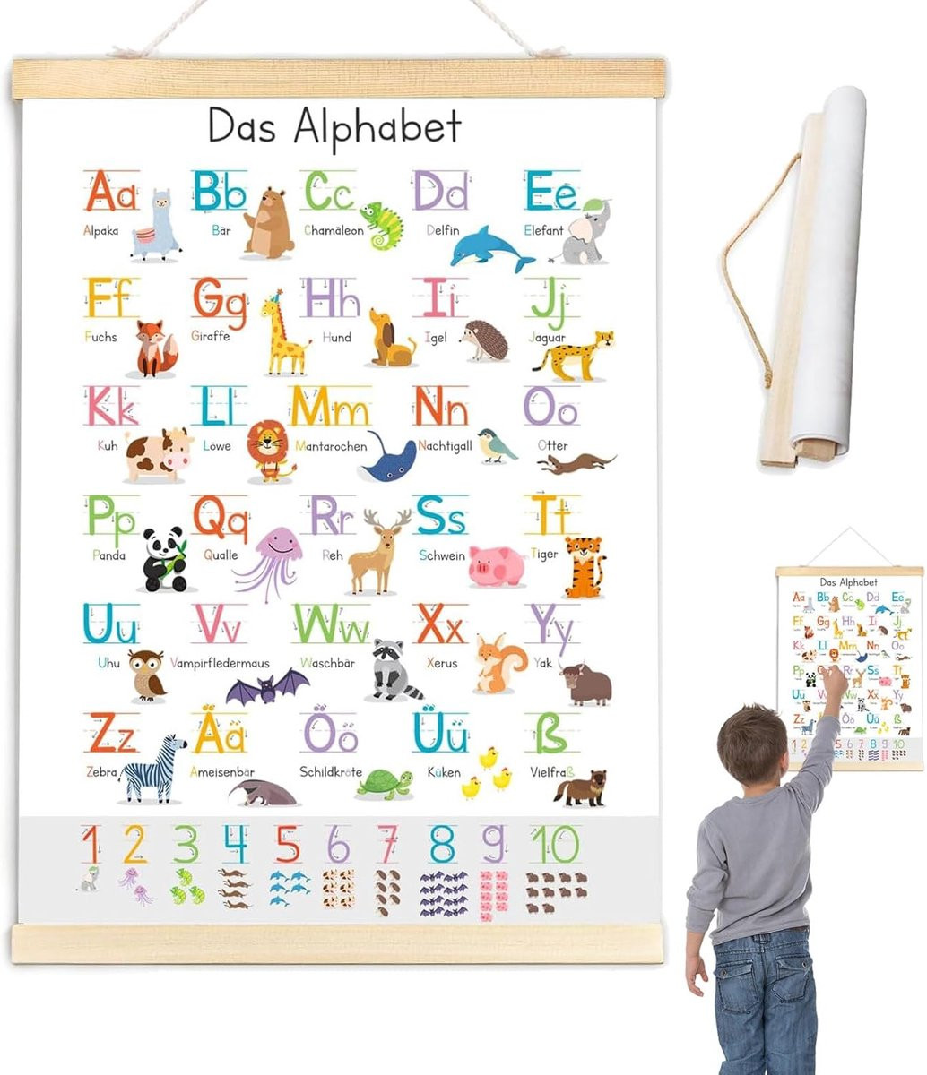 Educatieve Canvas Leerposter Alfabet en Cijfers voor Kinderen