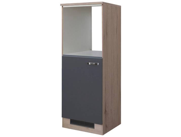 FlexWell Geräteumbauschrank, Eiche San Remo, Dunkelgrau, einmalig seitenverkehrt montierbar, 60x168.5x60 cm, Made in Germany, Zusatzausstattung erhältlich, Küchen, Küchenmöbel, Küchenschränke, Geräteumbauschränke