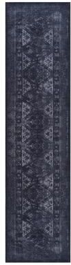 Klair Living "MAVAL Black Washable Rug 2'6'' x 10' Non-Shedding Runner Rug - 120"" D x 30"" W x 0.14"" H"