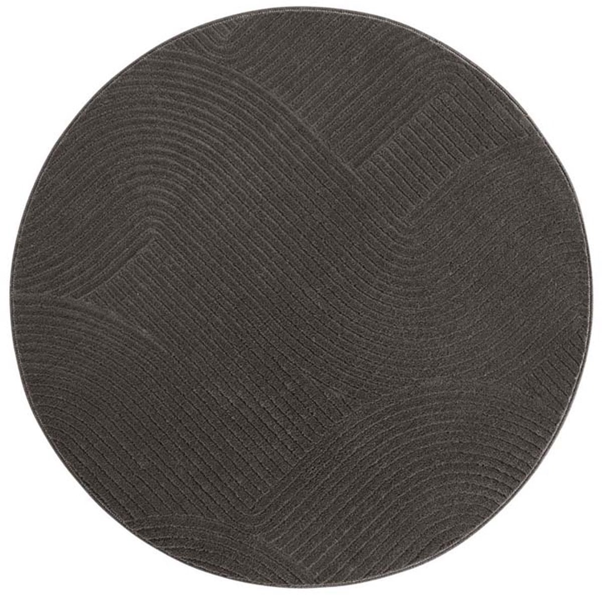 TrueWeave Rond zacht vloerkleed Fuzz Waves antraciet