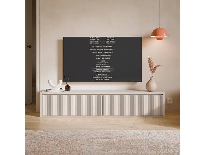 Zweittüriger TV-Schrank Vemmi 180 cm mit geriffelter