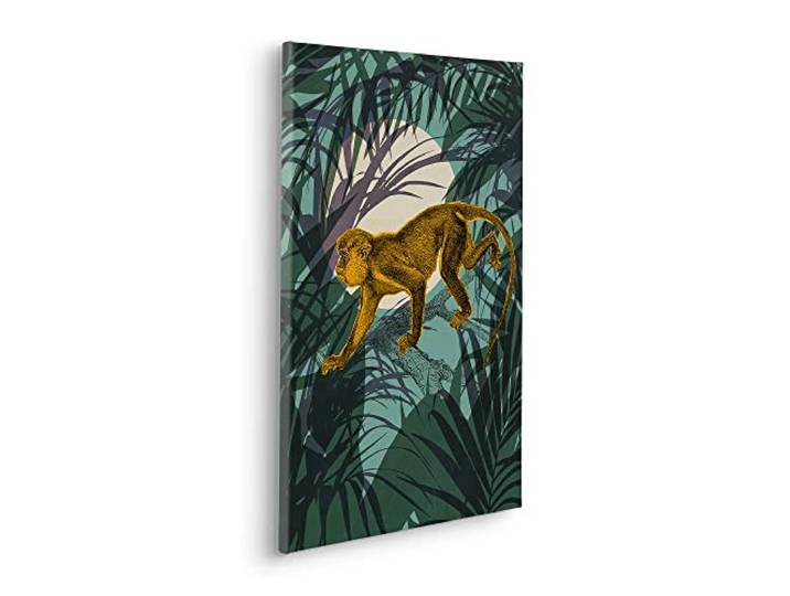Komar Keilrahmenbild im Echtholzrahmen - Sneaky Monkey - Größe 40 x 60 cm - Wandbild, Kunstdruck, Wanddekoration, Design, Wohnzimmer, Schlafzimmer