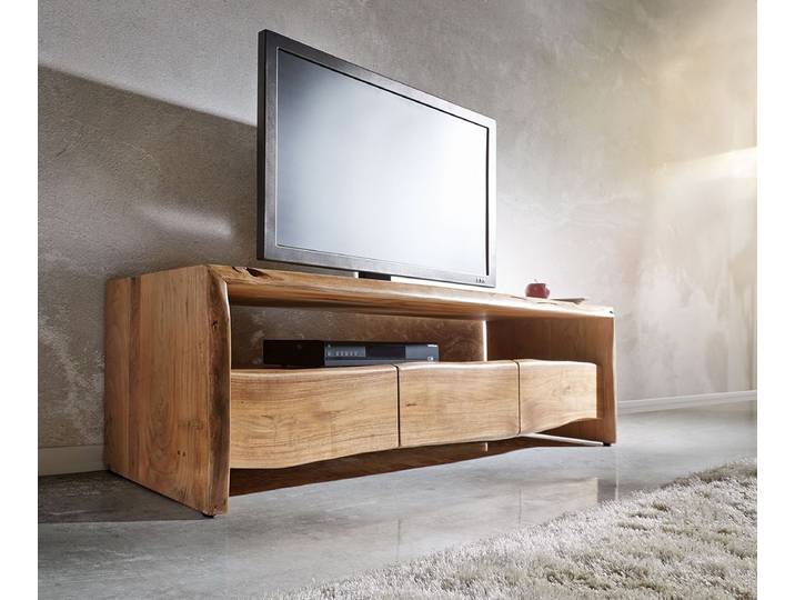 Lowboard Live-Edge 145 cm Akazie Natur Fach 3 Schübe, Lowboards, Baumkantenmöbel, Massivholzmöbel, Massivholz