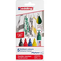 edding T-Shirtmarker 5 Stück sortiert Grundfarben