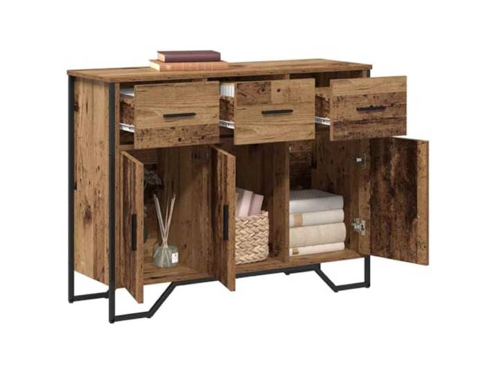 KTHLBRH Anrichte aus Ingenieurholz, 97 cm alt 3 Schubladen, 3 Türen, modernes Design, große Kapazität, einfache Wartung