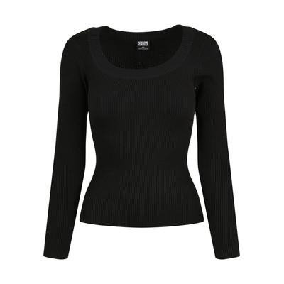 Sweatshirt URBAN CLASSICS "Urban Classics Damen Ladies Wide Neckline Sweater", Damen, Gr. XS, schwarz, 35% Viskose, 35% Polyacryl, 30% Polyamid, unifarben, Rundhals, Sweatshirts Sweatshirt