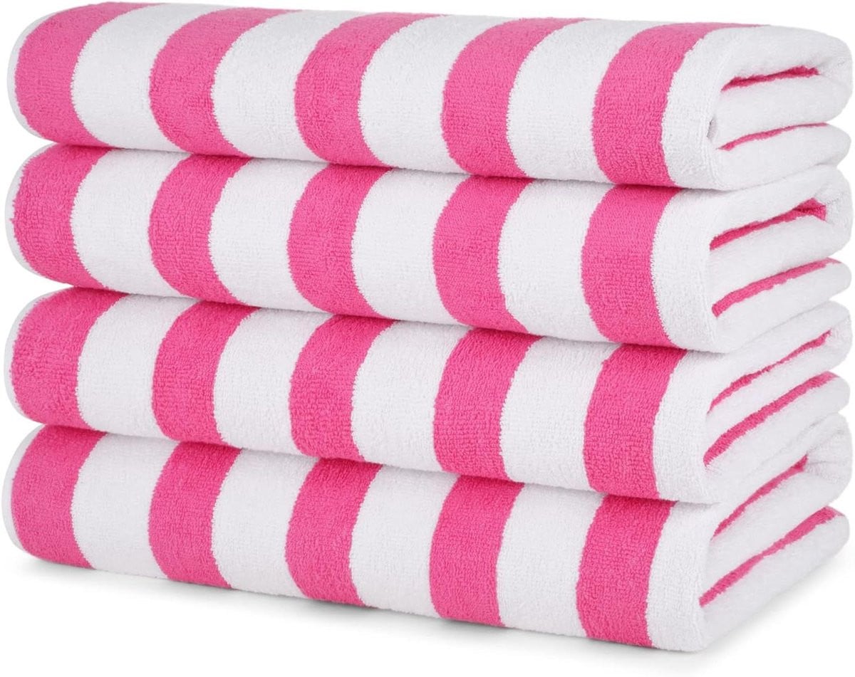 Set van 4 roze strandhanddoeken van 100% katoen