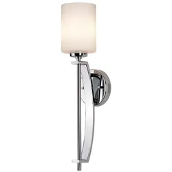 Wandlampe Badezimmerleuchte Lampe LED Fackelleuchte Opalglas chrom H 48,9 cm