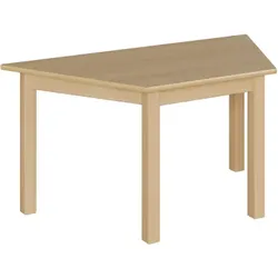 Trapeztisch mit Massivholzgestell und Schichtstoffplatte