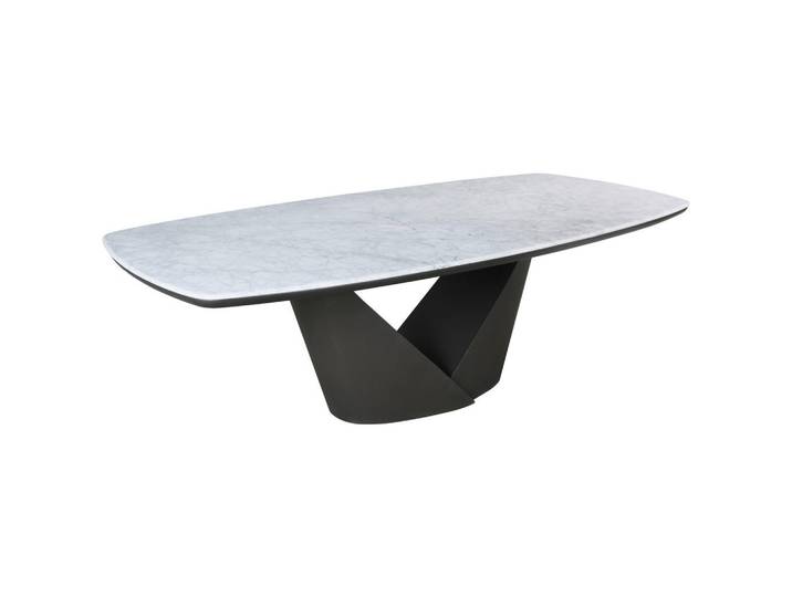 Belluti Esstisch, Weiß, Bronze, Metall, Stein, bootsförmig, 120x76x240 cm, Esszimmer, Tische, Esstische