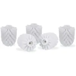 Relaxdays WC Bürstenkopf im 5er Set, lose Toilettenbürsten Gewinde 9,5 mm, Ersatzbürstenkopf Durchmesser 8 cm, weiß