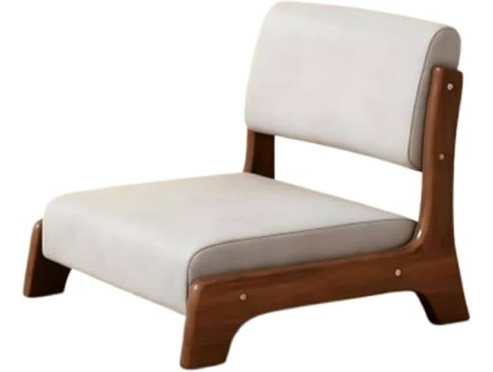 Japanischer Bodenstuhl, Zaisu Tatami-sitz, Niedriger Massivholzstuhl Mit Rückenlehne Und Grüner Matte, 48 X 45 X 36 Cm, Zum Lesen, Für Wohnzimmer, Schlafzimmer, Kotatsu Walnut Color Grey Fabric