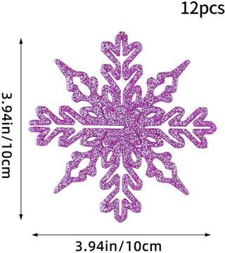 Multicon Wholesale Hub Christmas Tree Hollow Snowflake, Pink Glitter, Plastic Decorations, Pendants, New Year Party Festival Supplies purple A Style 12pcs