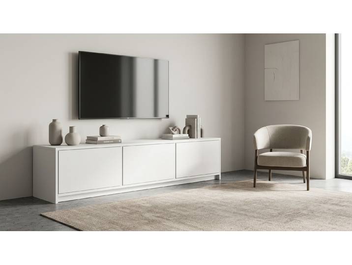 Tiefes schlichtes Lowboard – kostenlose Holzmuster MDF Beschichtet MDF Weiß matt