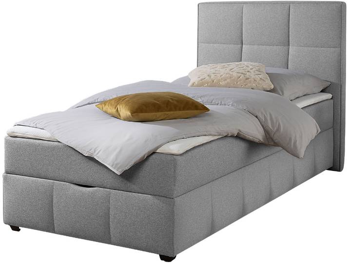Boxbett HOME AFFAIRE Niemes inkl. Bettkasten und Topper, auch in Überlänge erhältlich , hellgrau, B:102cm L:210cm, Komplettbetten, Boxbett mit Bettkasten, inkl. Topper