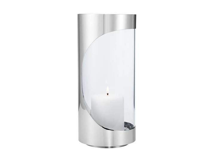 Georg Jensen Lanterne Chrome contours hurricane 28 cm Acier inoxydable