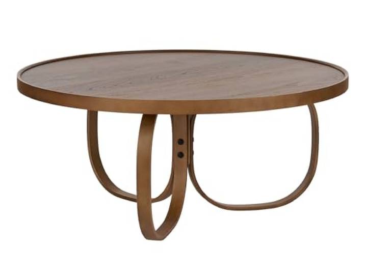 ASIR Solid Wood Coffee Table, Walnut Finish, 100 cm Diameter x 46 cm Height 18 mm Thickness Stylish & Durable Design for Modern Living Rooms