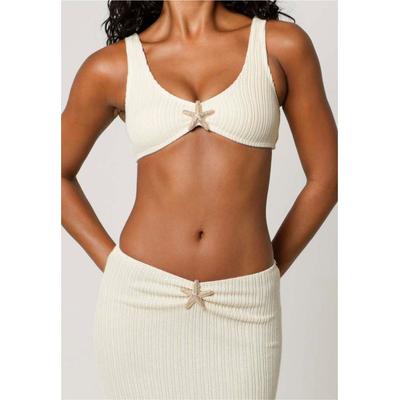 Balconette-Bikini MODA MINX "Starfish Scrunch", Damen, Gr. S, beige (ecru), 92% Polyamid, 8% Elasthan, unifarben, Bikini-Sets Balconette-Bikini, mit Seestern-Element